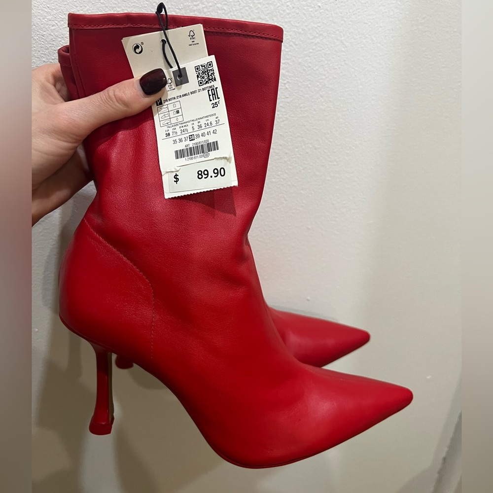 Zara red heeled booties